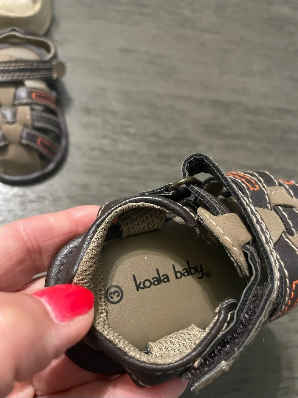 Set of Koala Kids Beige Suede Moccasins size 2 & Brown Sandals size 3
